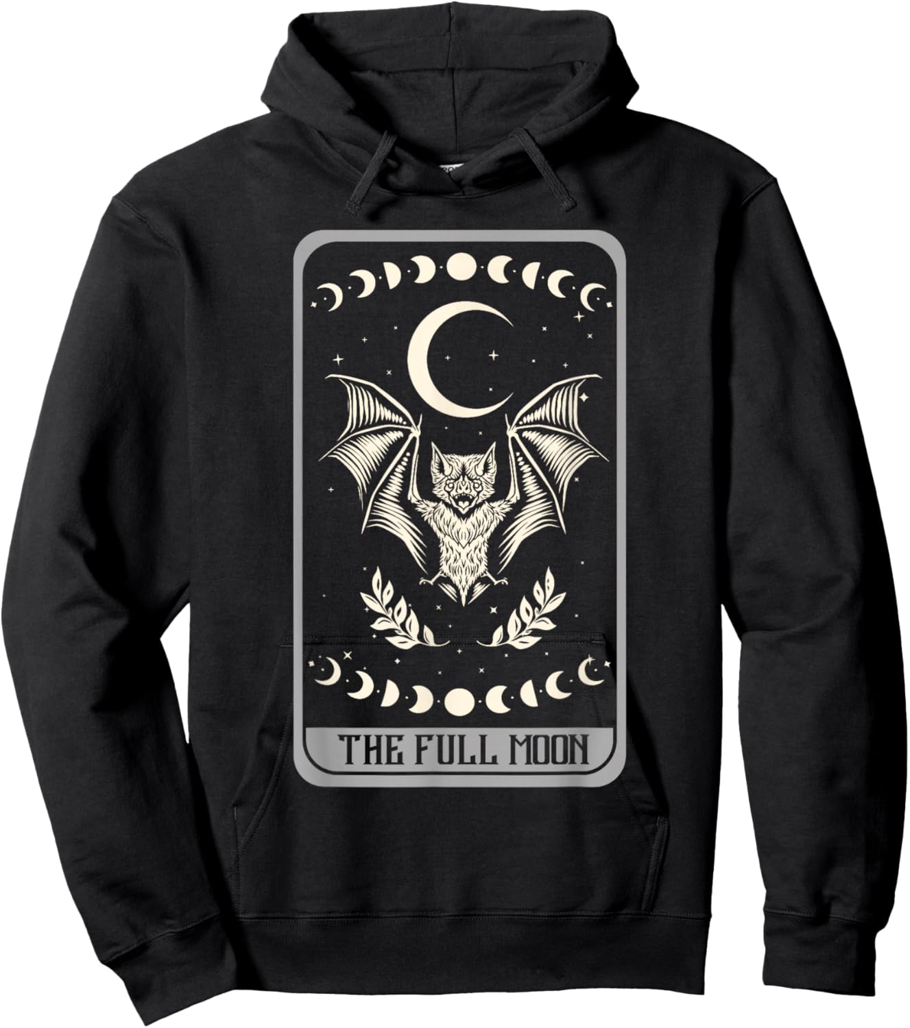 Tarot Card Shirt The Full Moon Bat Moon Phase Occult Pagan Hoodie - Hoodie | Black