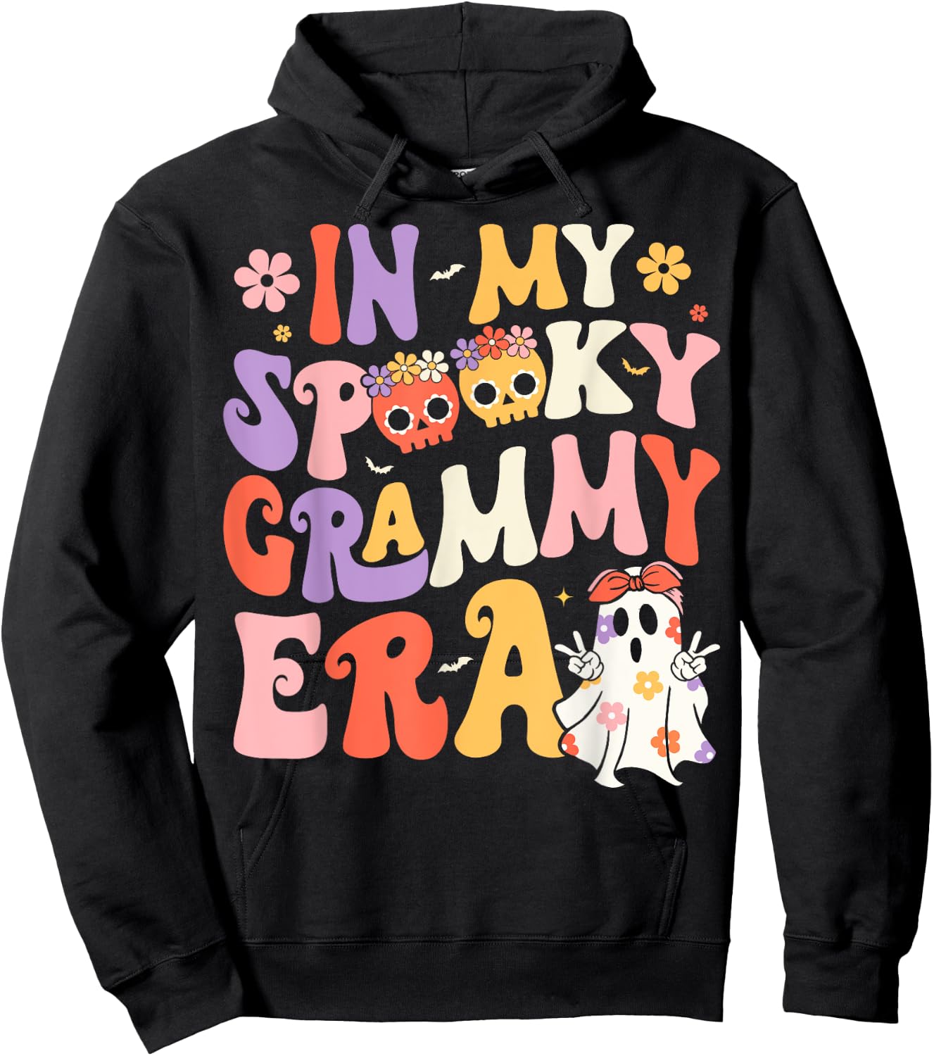 In My Spooky Grammy Era Groovy Ghost Halloween Grandma Hoodie - Hoodie | Black