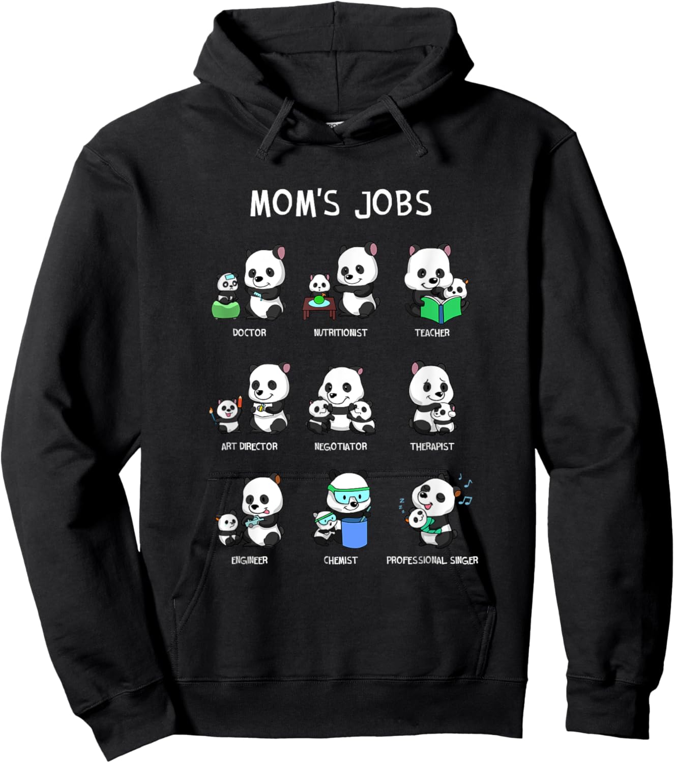 Mom's Jobs Mother's Day Mommy Nerd Panda Bear Pandas Mama Hoodie - Hoodie | Black