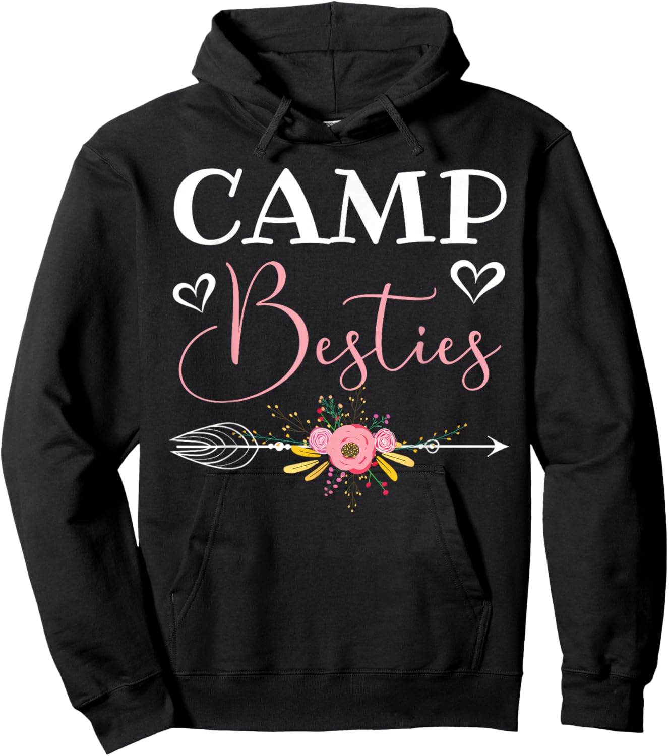 Camp Besties Love Pink Best Friend Hoodie - Hoodie | Black