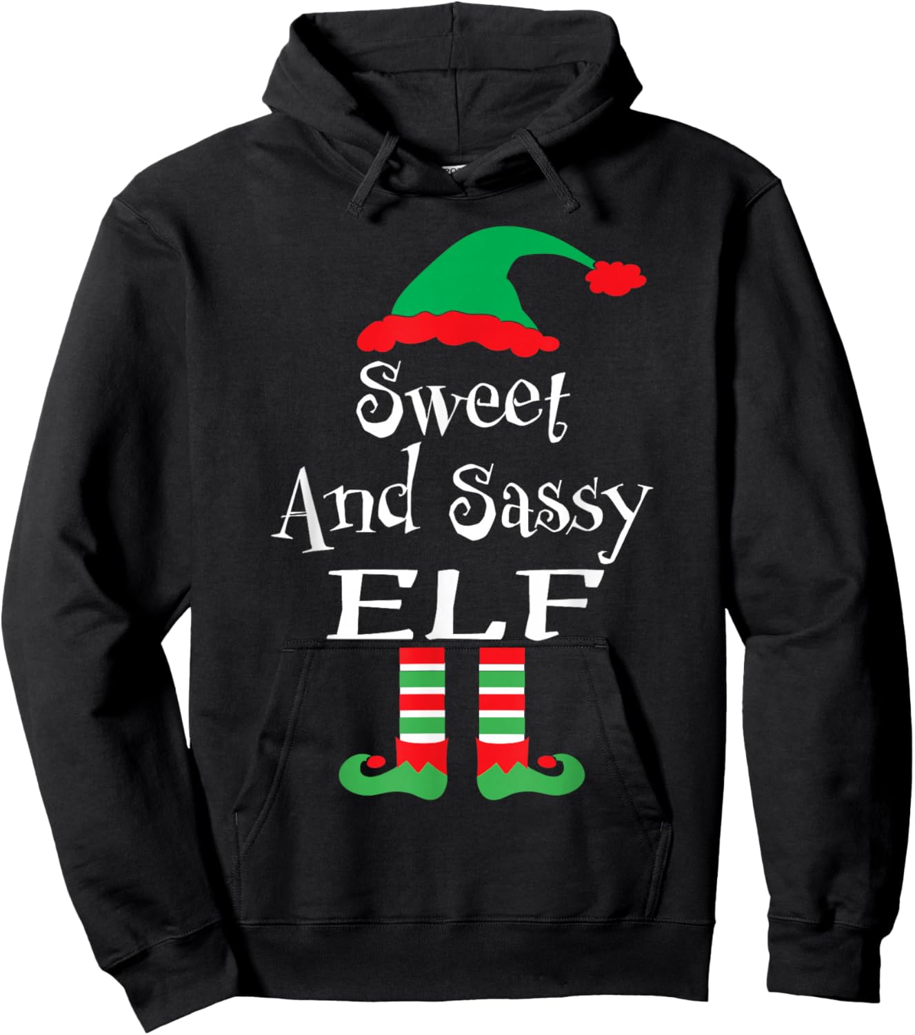 Funny Sweet and Sassy Elf Shirt Xmas Family Matching Youth Hoodie - Hoodie | Black