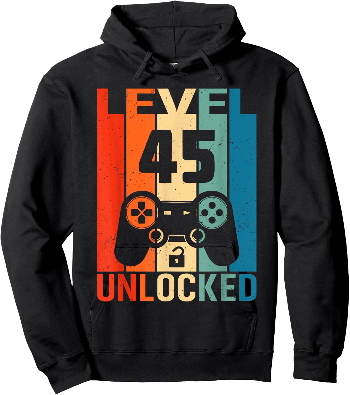 Level 45 Unlocked Video Gamer Shirt 45th Birthday Vintage Hoodie - Hoodie | Black