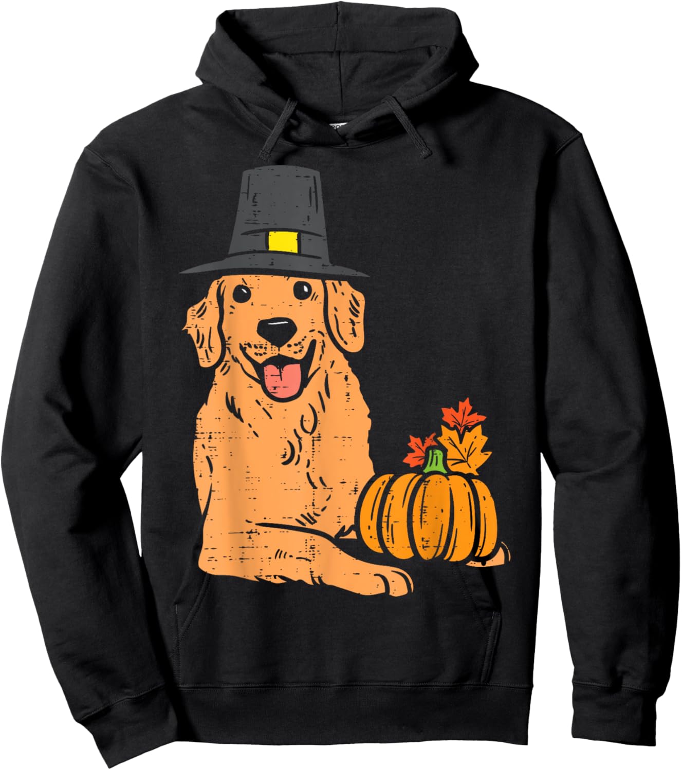 Golden Retriever Pumpkin Leaves Thanksgiving Halloween Dog Men Women Kids Hoodie - Hoodie | Black