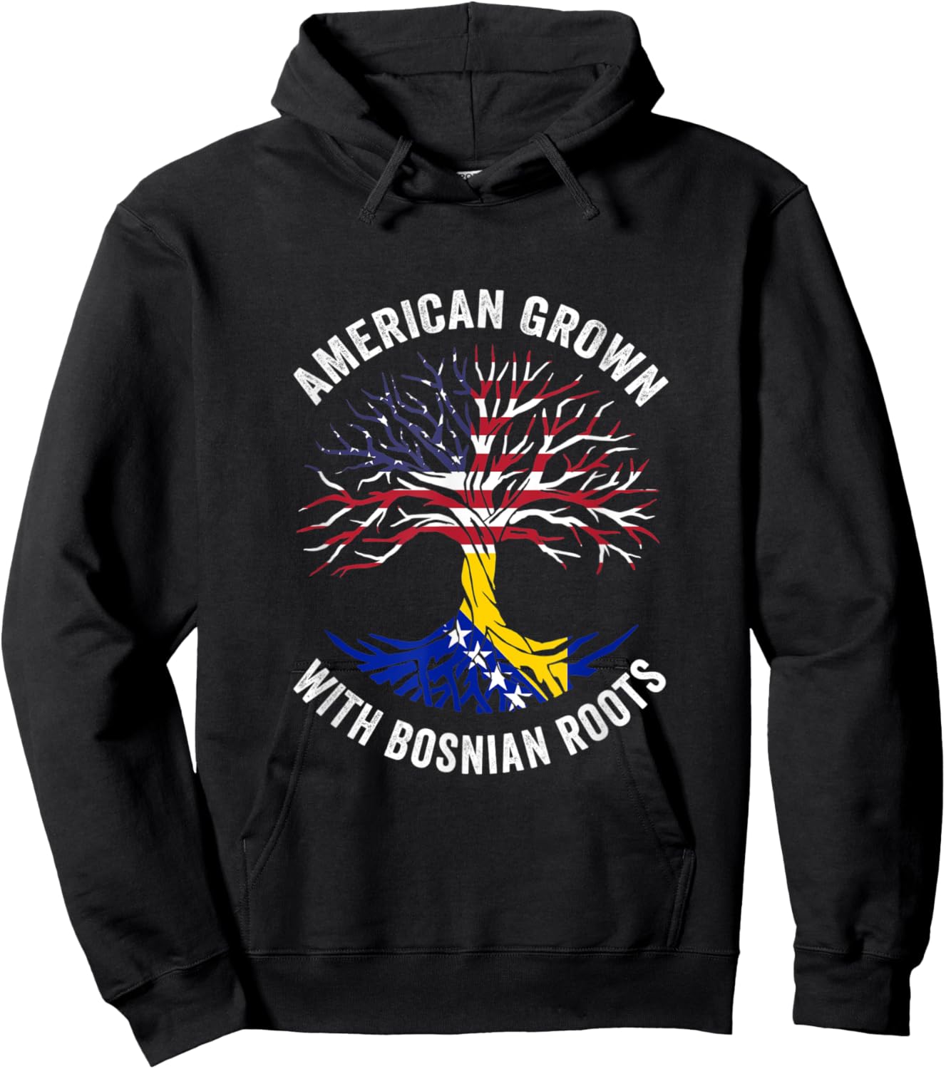 USA American Grown With Bosnian Roots Bosnia and Herzegovina Hoodie - Hoodie | Black