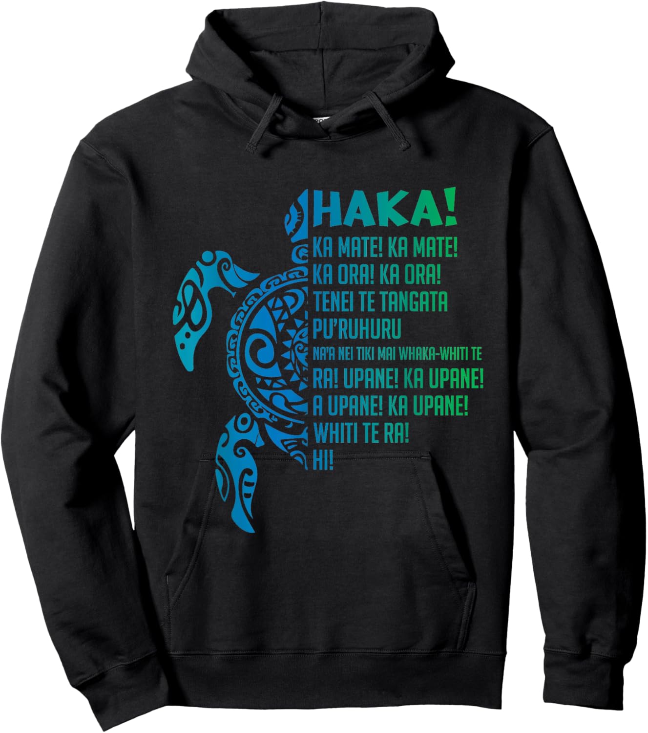 New Zealand Haka Ka Mate Song Turtle Rugby Maori Hoodie - Hoodie | Black