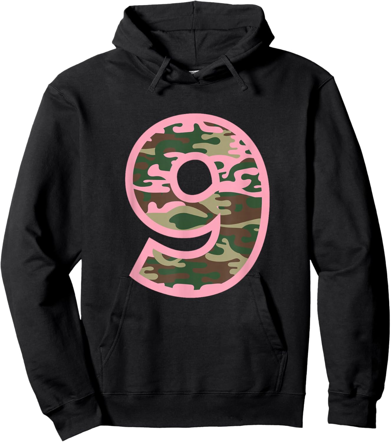 9 Ninth Birthday Army Pink Camouflage Girls Party Military Hoodie - Hoodie | Black