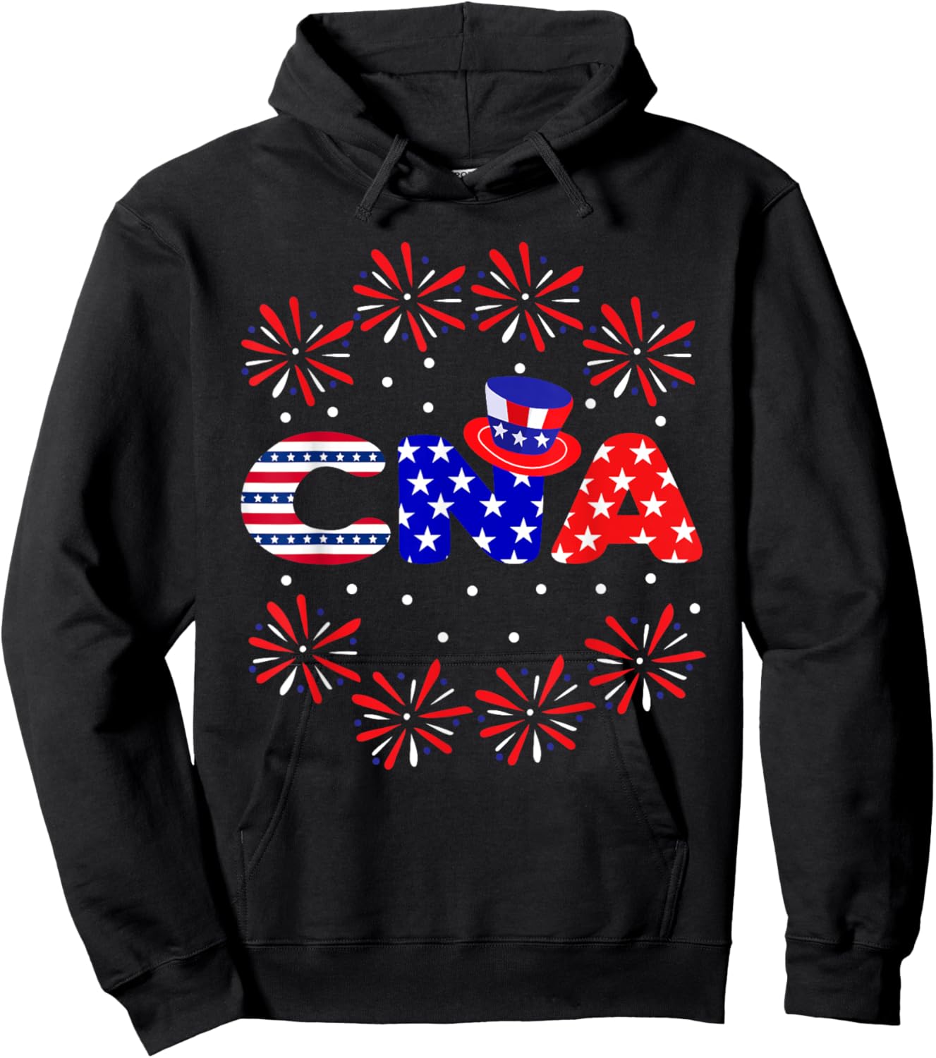 4th Of July CNA Nurse Red White Blue USA Flag Patriotic Men Hoodie - Hoodie | Black