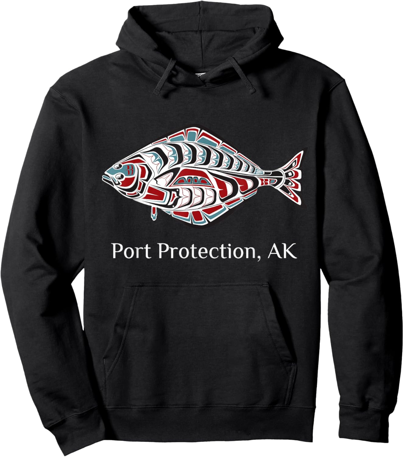 Port Protection, Alaska Native American Halibut Fishermen Hoodie - Hoodie | Black