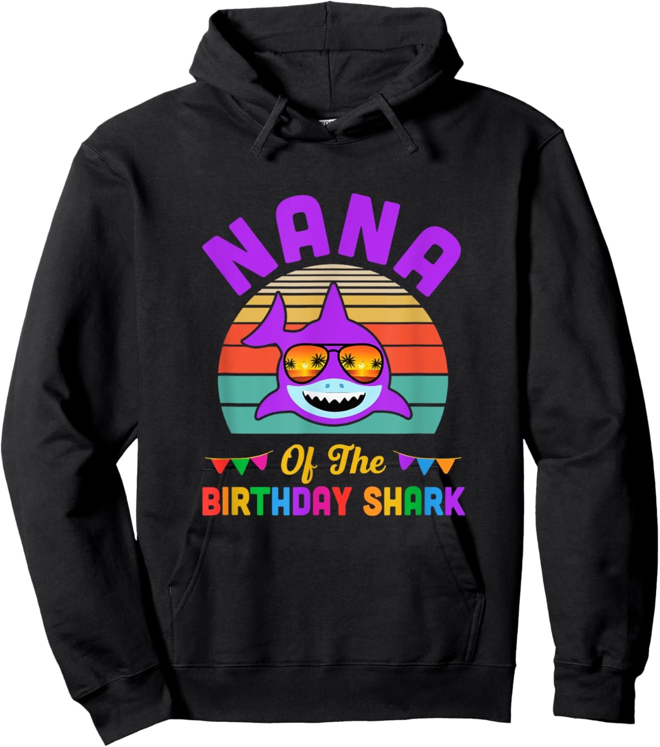 Nana Of The Shark Birthday Grandma Matching Family Hoodie - Hoodie | Black