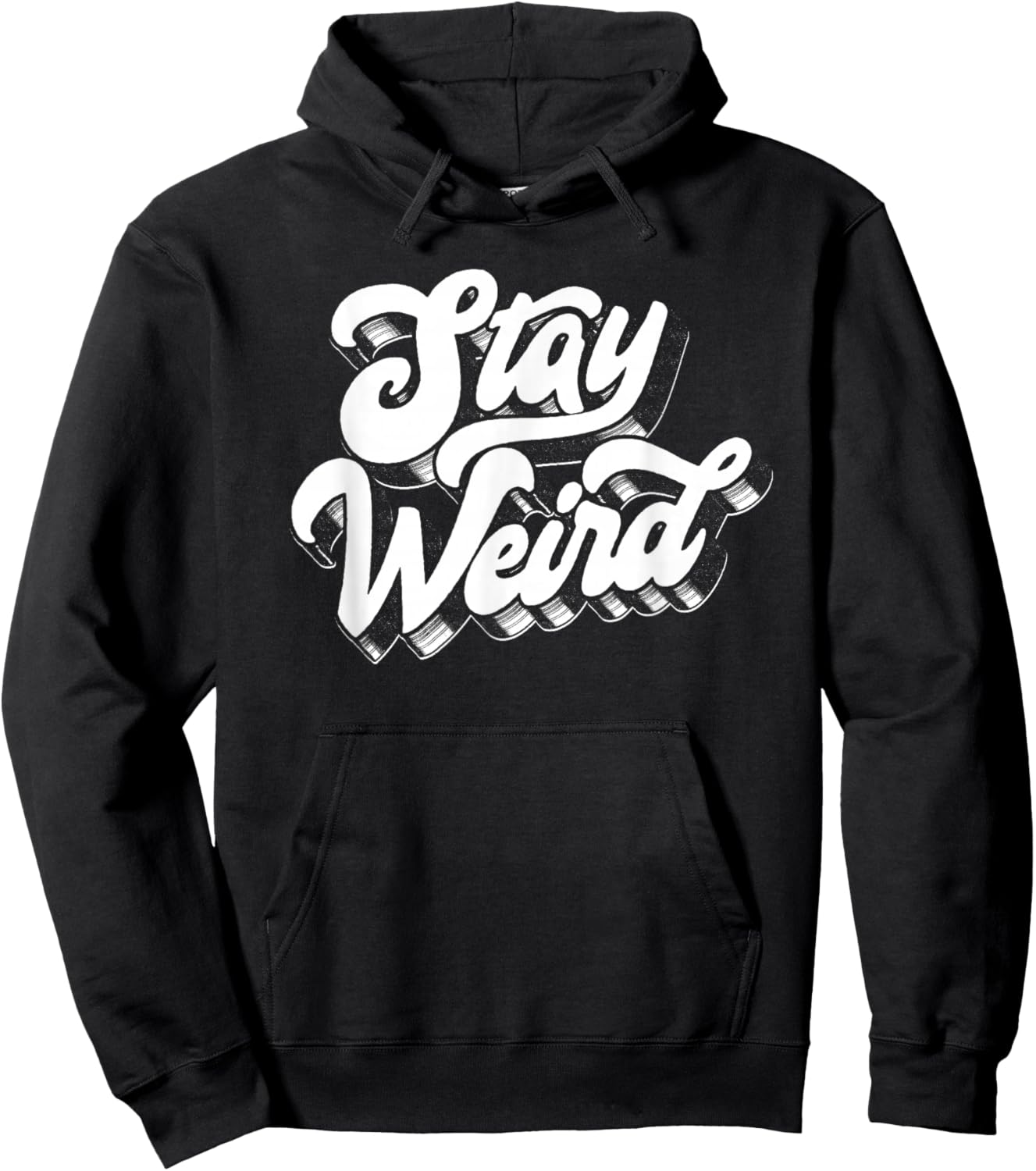 Stay Weird! Fun Retro Script Vintage Vinyl Concert Festival Hoodie - Hoodie | Black