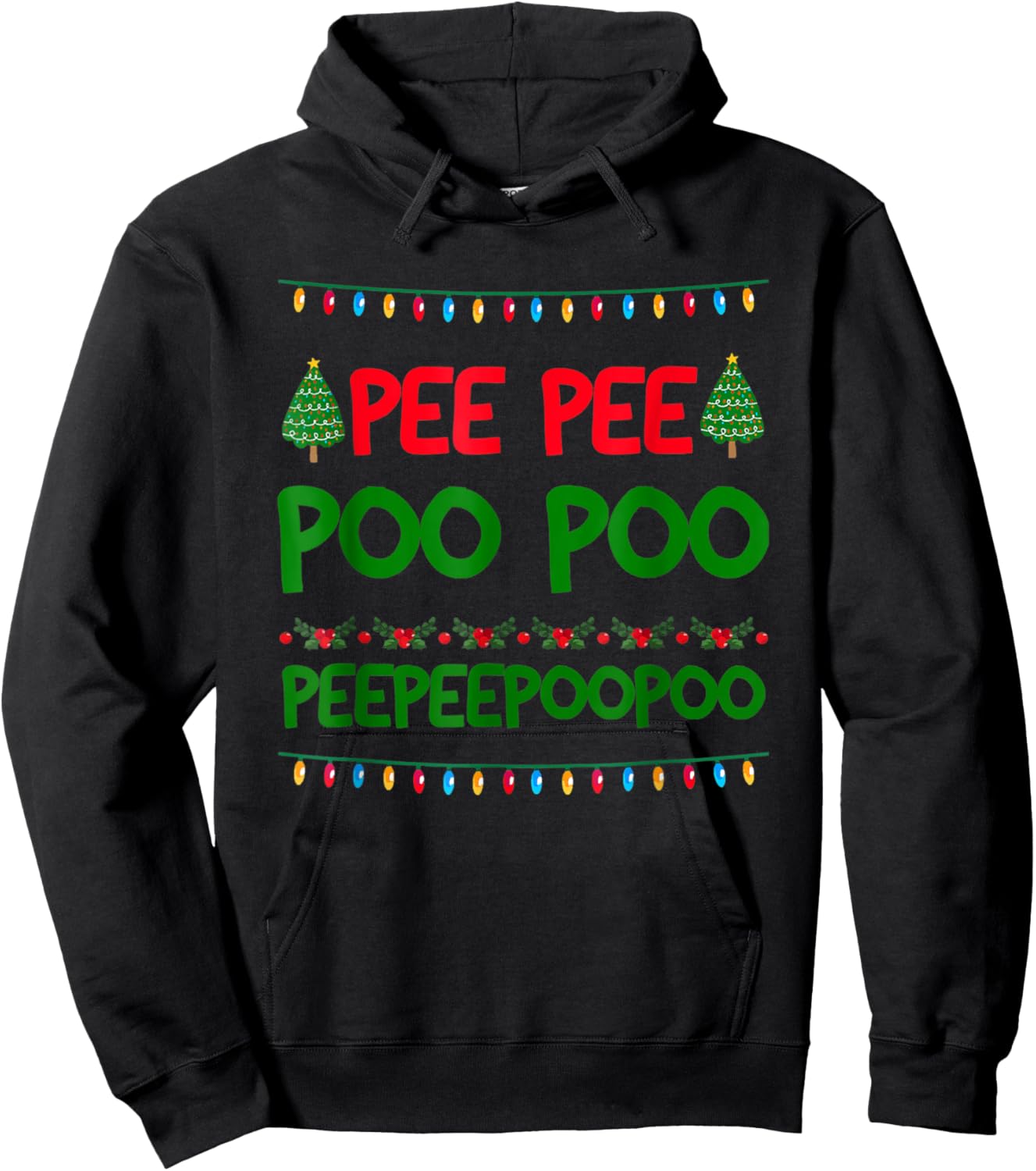 Pee Pee Poo Poo Ugly Christmas Sweater Funny Hoodie - Hoodie | Black