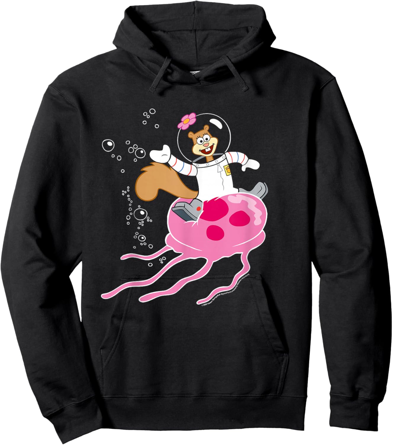 Spongebob Squarepants Sandy Rides The Jellyfish Hoodie - Hoodie | Black