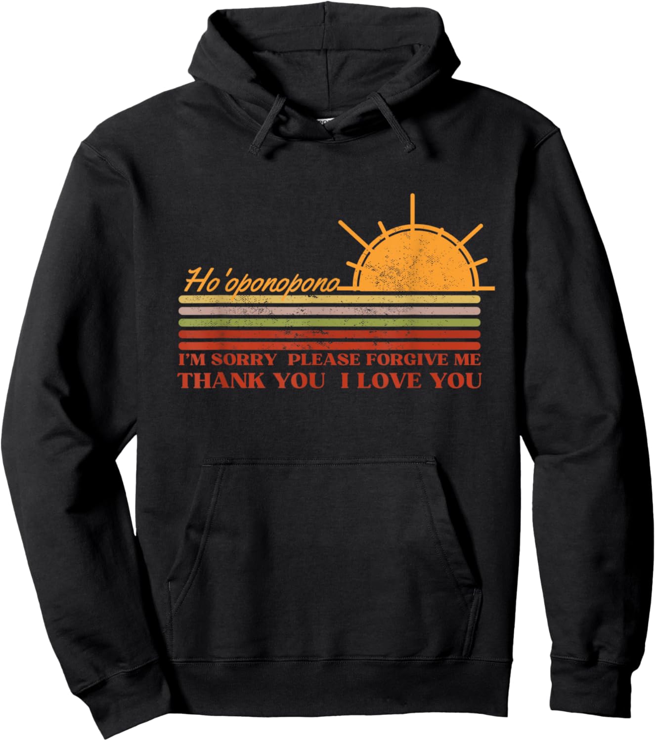 Ho'oponopono Hawaiian Prayer Meditations Yoga Sun Graphic Hoodie - Hoodie | Black