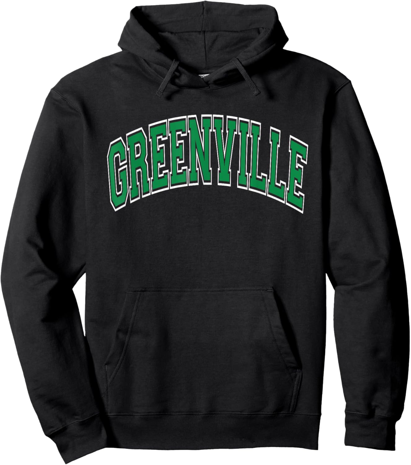 Greenville Arched Green Text Hoodie - Hoodie | Black