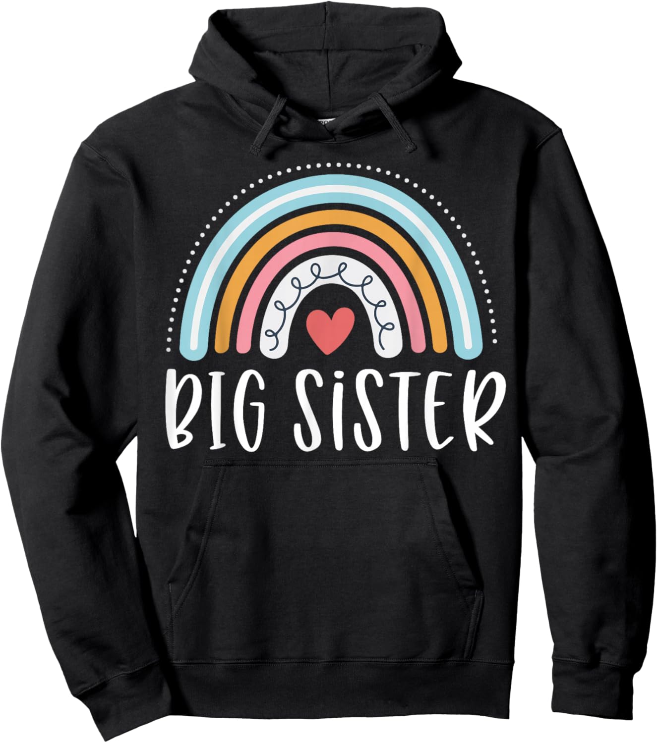 Big Sister Gifts Sibling Family Rainbow Graphic Hoodie - Hoodie | Black