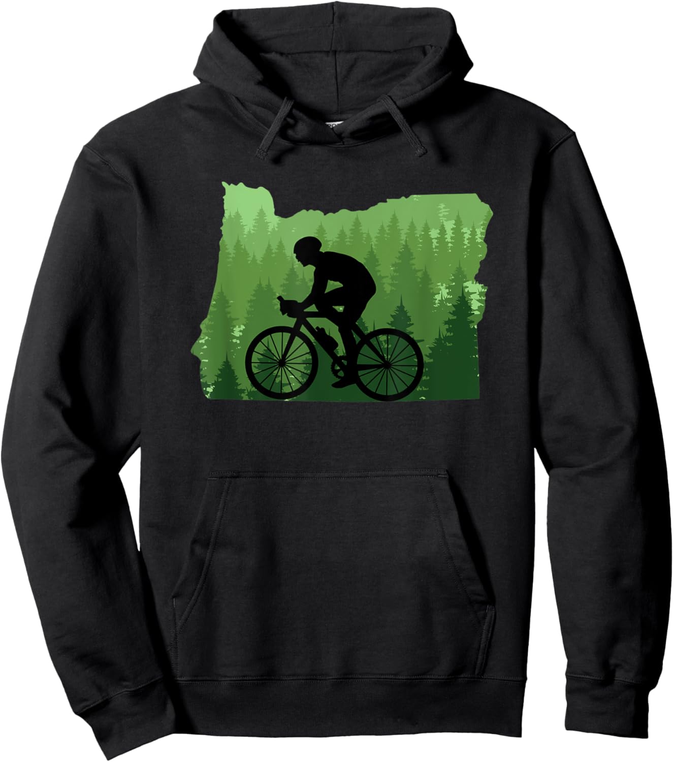 Map of Oregon Mountain Bike Rider MTB Biking Mountain Biker Hoodie - Hoodie | Black