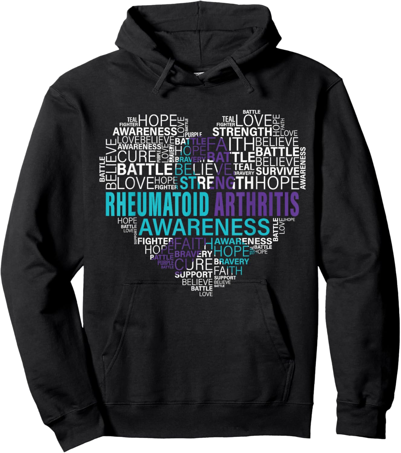 Rheumatoid Arthritis Awareness Hope Support Strong Warrior Hoodie - Hoodie | Black