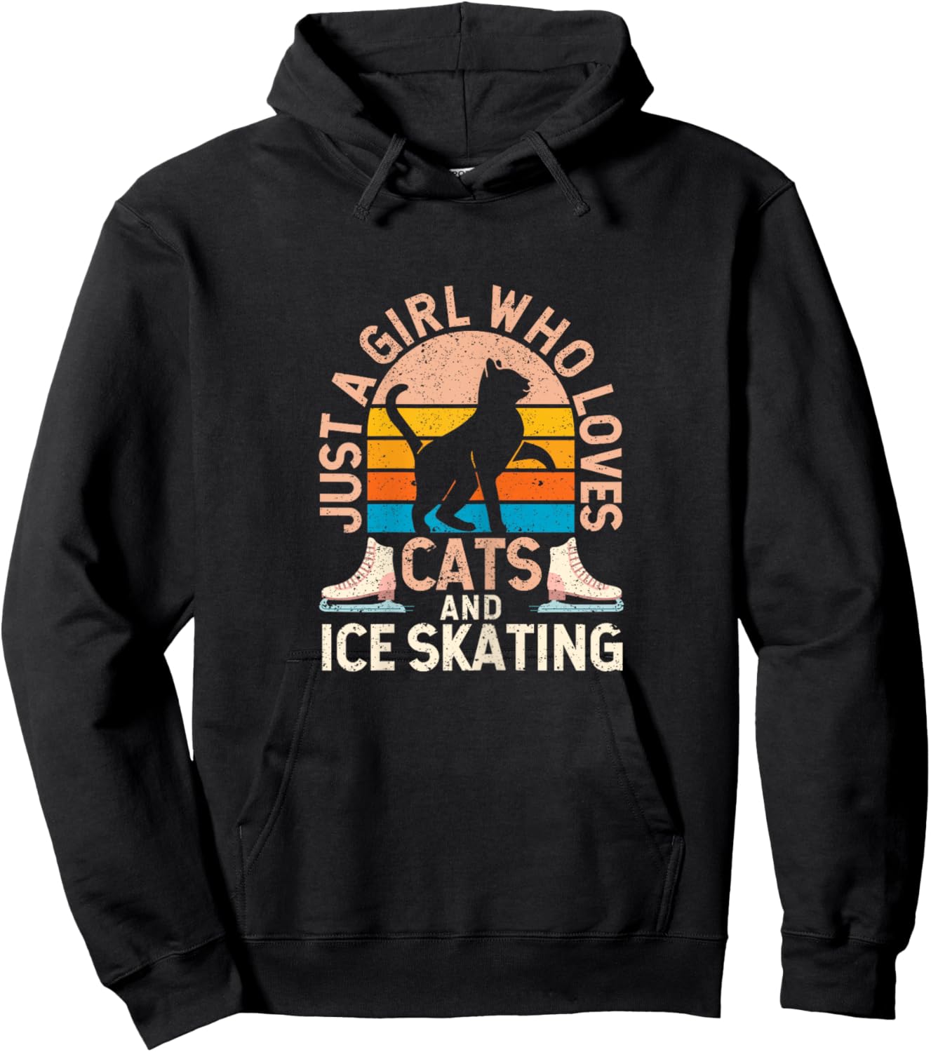Figure Skater Cat Just A Girl Who Loves Cats And Ice Skating Hoodie - Hoodie | Black
