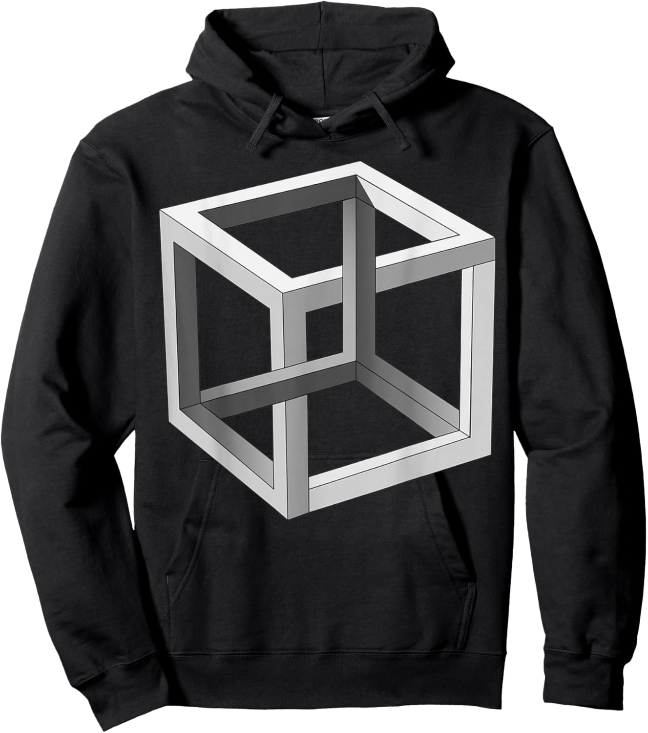 3D Geometric Cube Impossible Brain Bender Eye Trick Gift Hoodie - Hoodie | Black