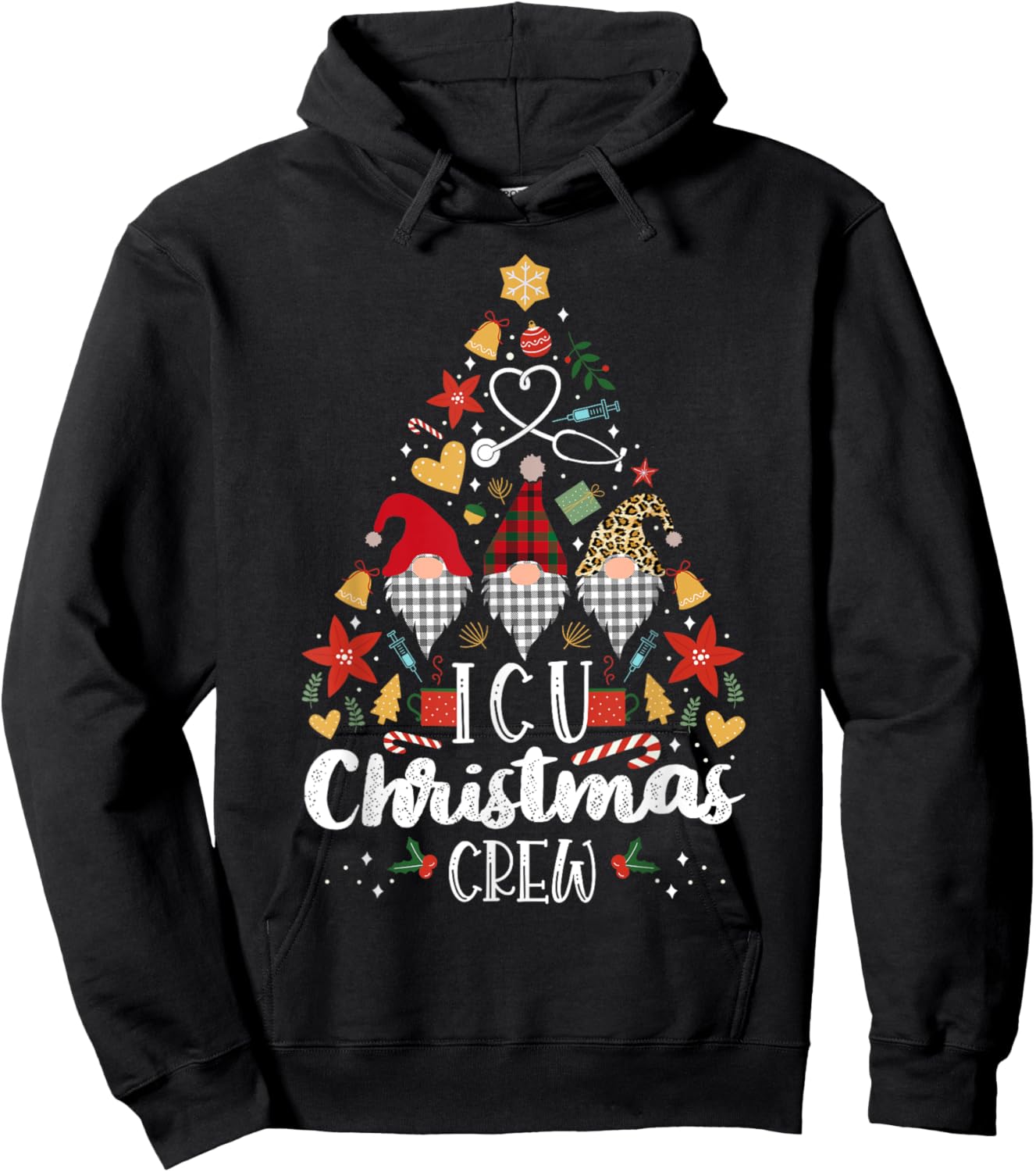 Christmas NICU Crew Nurse Doctor Tech Neonatal ICU Squad Hoodie - Hoodie | Black