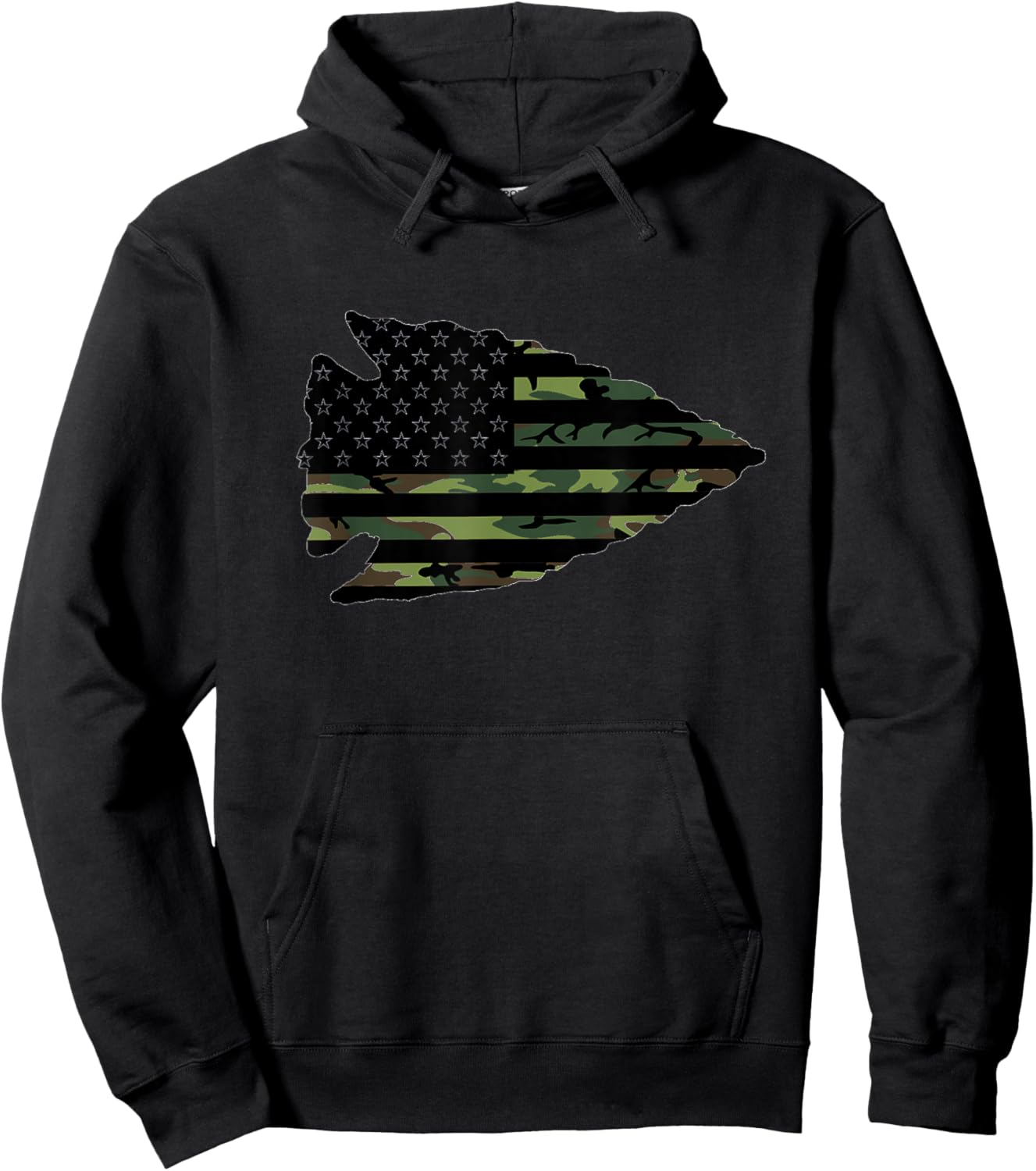 Arrowhead Hunter Camougflage USA Flag Arrowhead Hunting Hoodie - Hoodie | Black