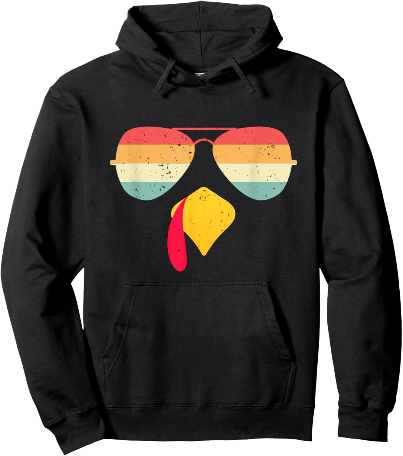 Cool Turkey Face With Sunglasses Funny Thanksgiving For Boys Hoodie - Hoodie | Black