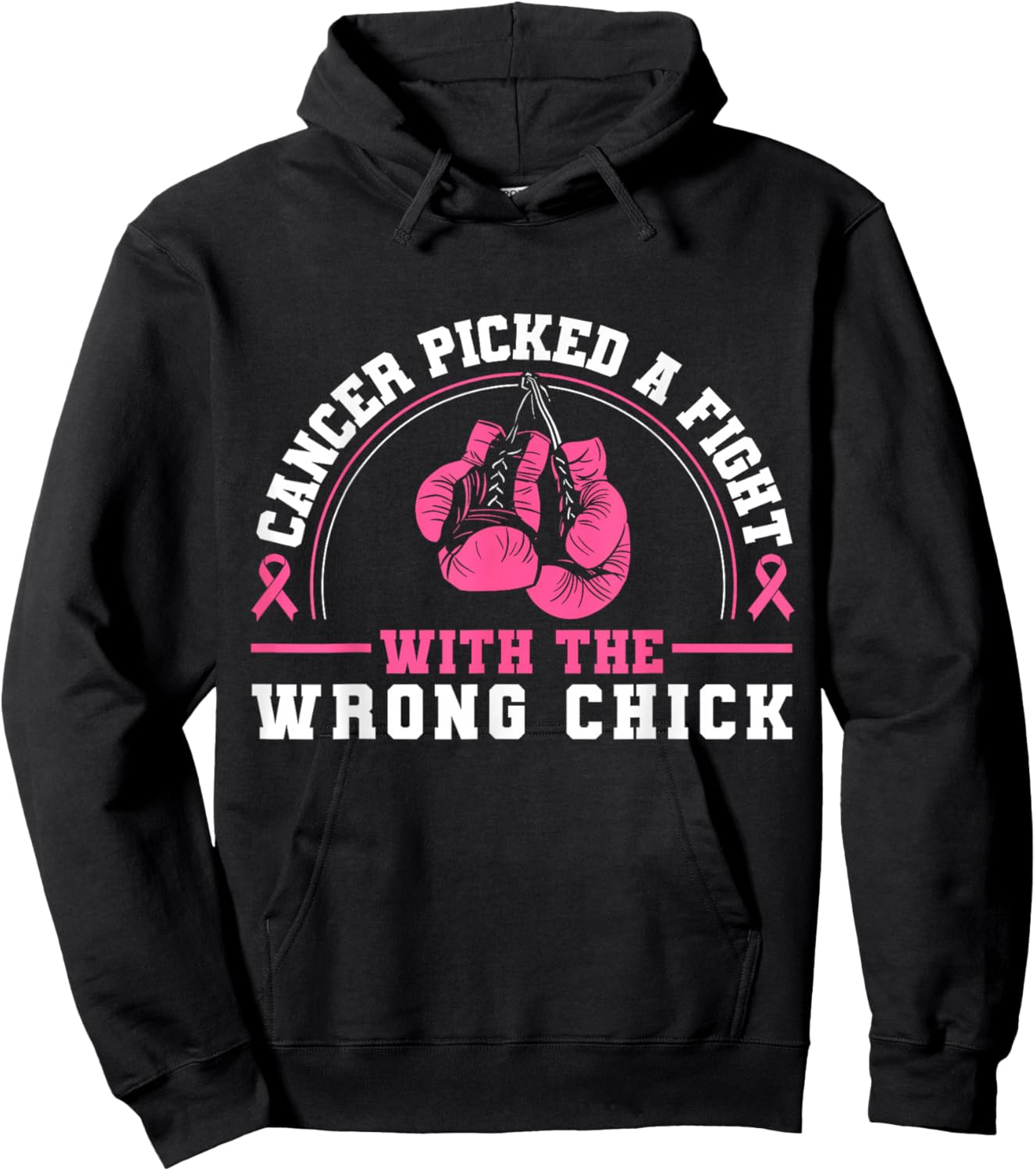 Cancer Picked A Fight With The Wrong Chick Breast Cancer Hoodie - Hoodie | Black