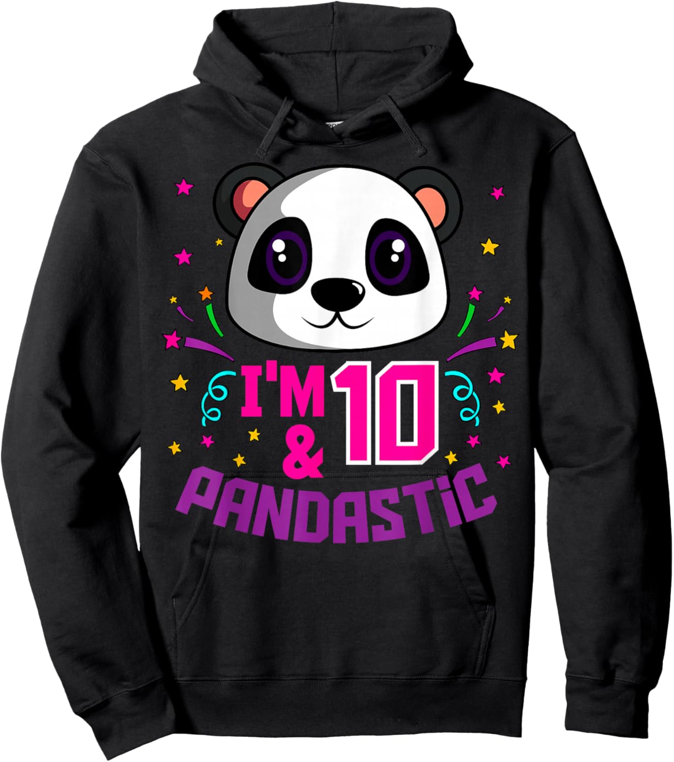 I'm 10 & Pandastic Birthday Party Panda Bday Celebration Hoodie - Hoodie | Black