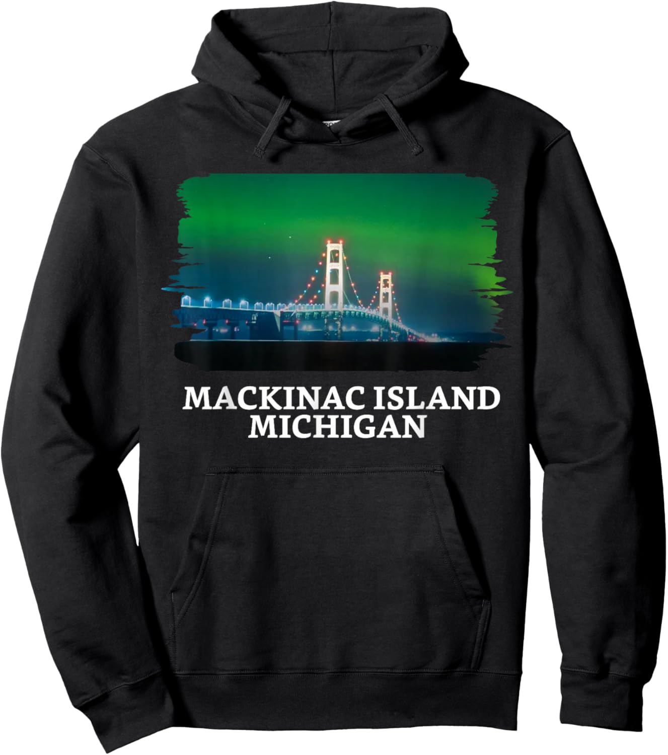 Mackinac Island Bridge Michigan Great Lakes Huron Ferry Trip Hoodie - Hoodie | Black