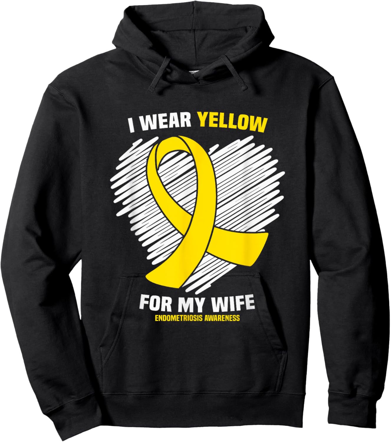 I Wear Yellow For My Wife Endometriosis Awareness Hoodie - Hoodie | Black