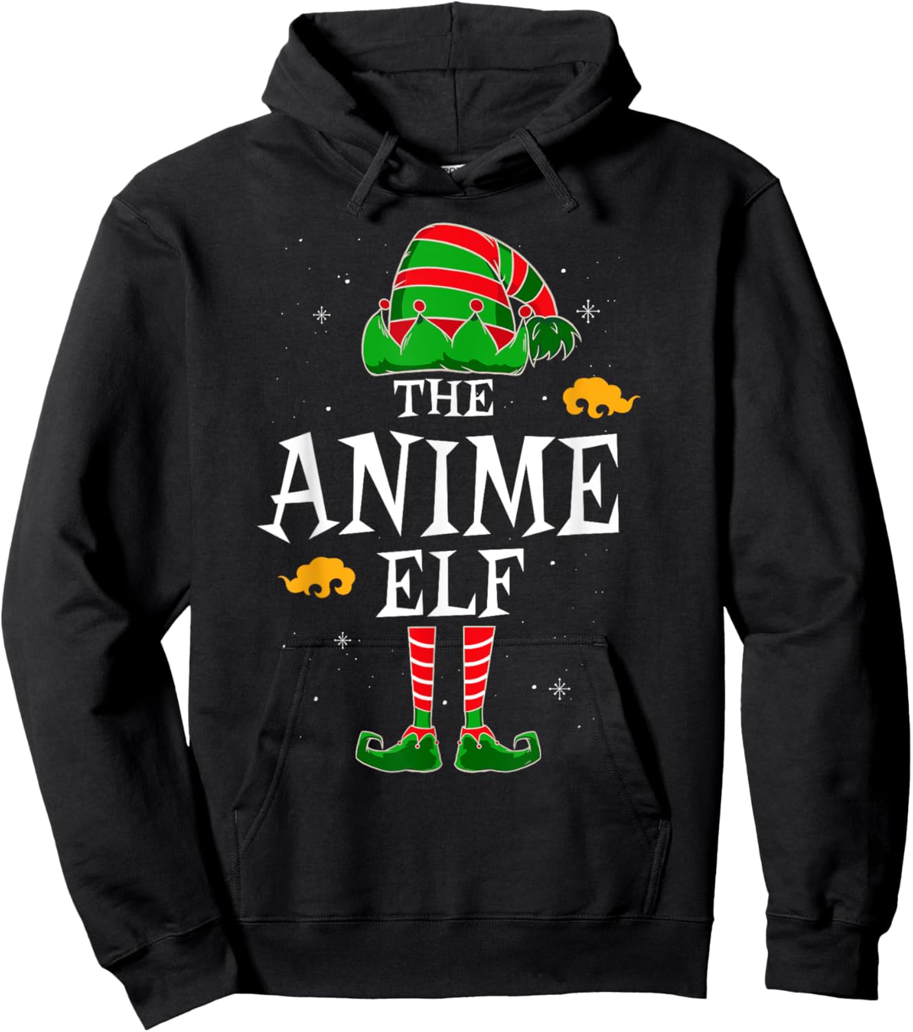 The Anime Elf Group Matching Family Christmas Holiday Funny Hoodie - Hoodie | Black