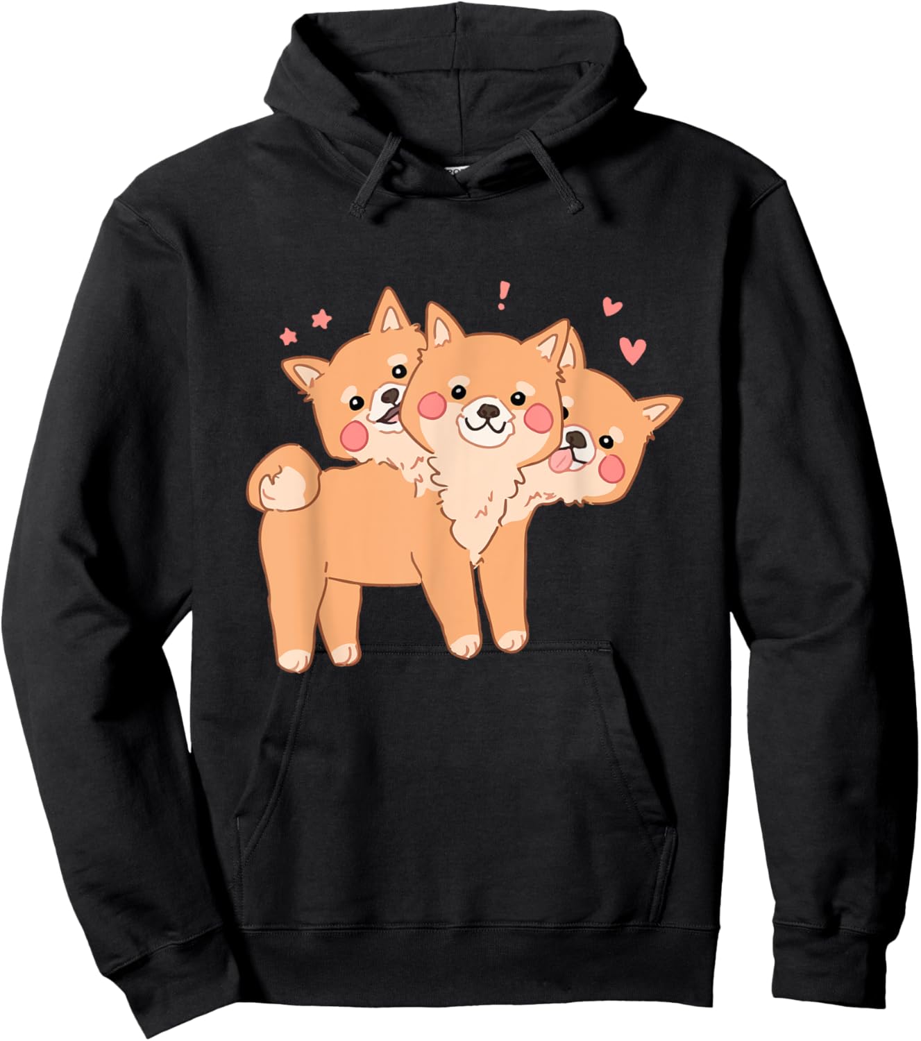 Kawaii Pastel Cute 3 Headed Dog Hoodie - Hoodie | Black