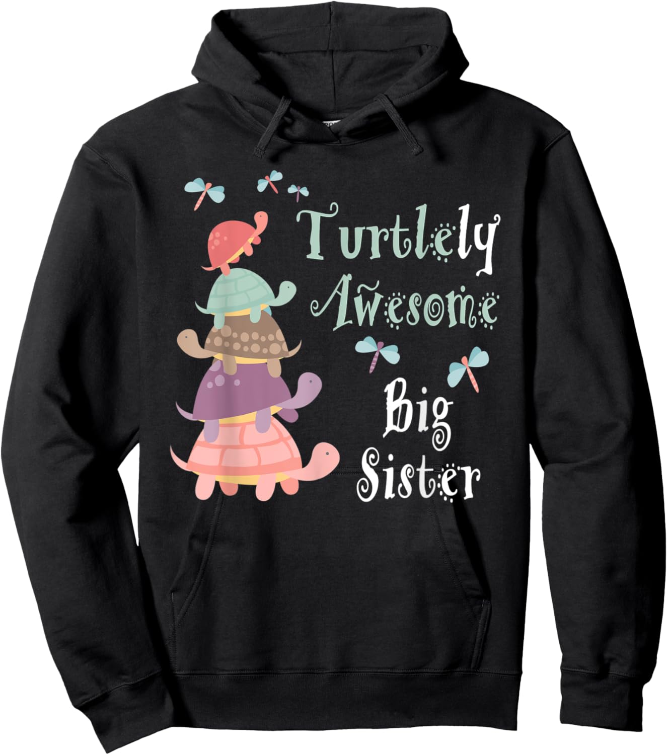 Best Big Sister Ever - Whimsical Big Sister With Turtles Hoodie - Hoodie | Black