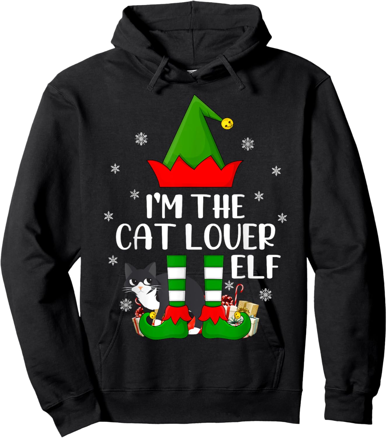 Matching Family I'm The Cat Lover Elf Christmas Women Kids Hoodie - Hoodie | Black