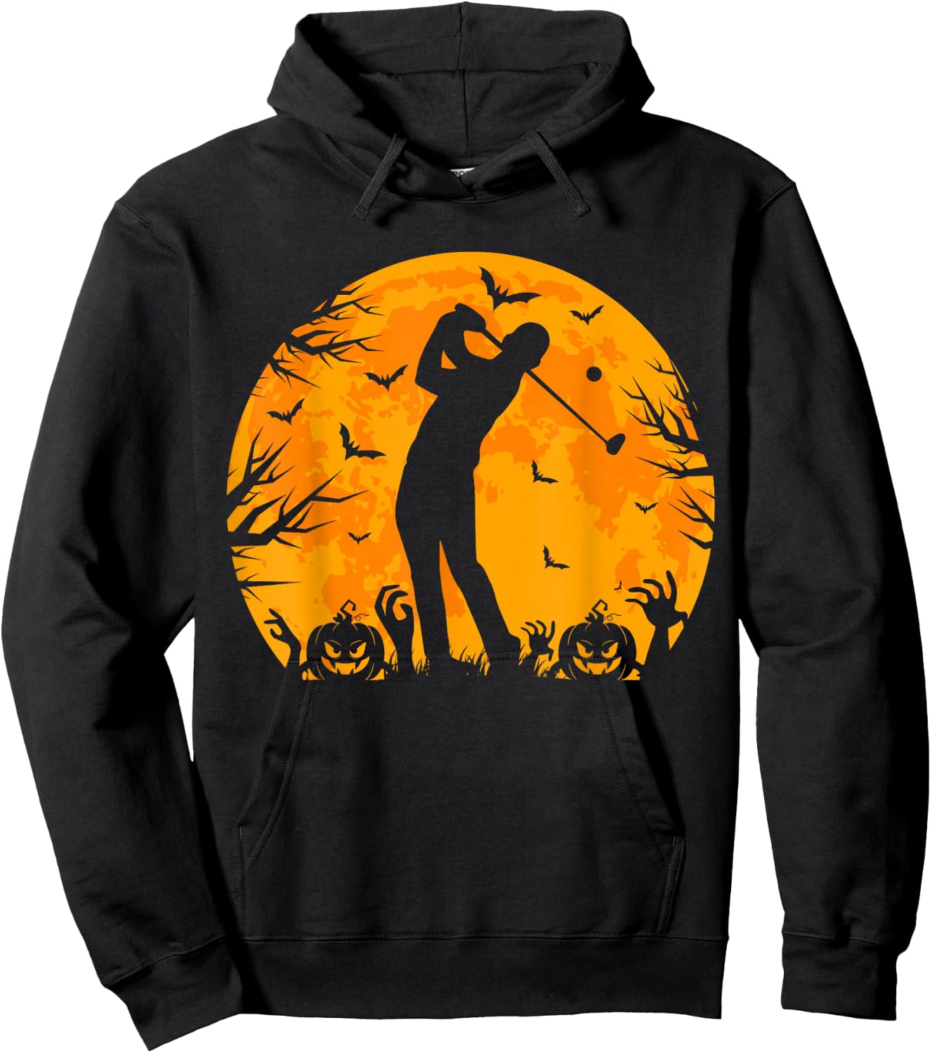 Golfing Halloween Men Golfer Pumpkin Spooky Golf Halloween Hoodie - Hoodie | Black