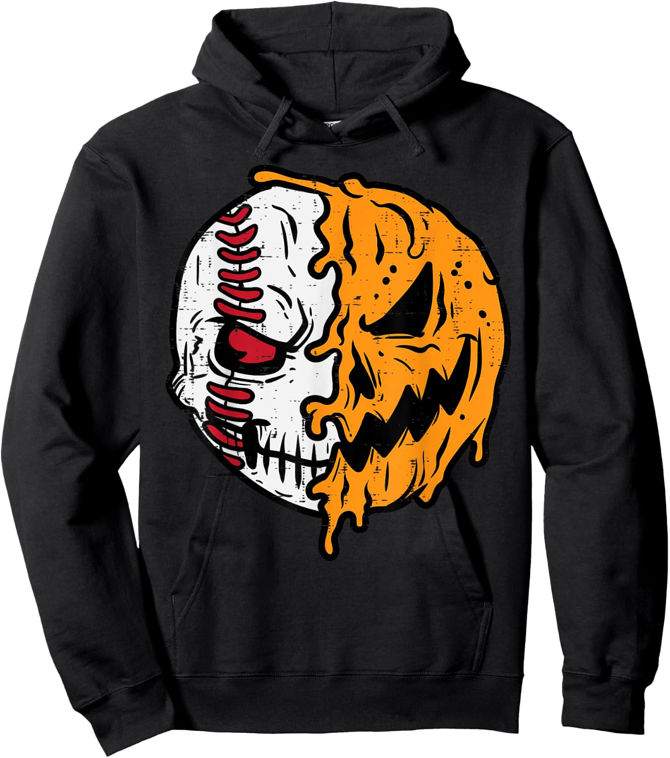 Halloween Baseball Pumpkin Jackolantern Costume Men Boys Kid Hoodie - Hoodie | Black