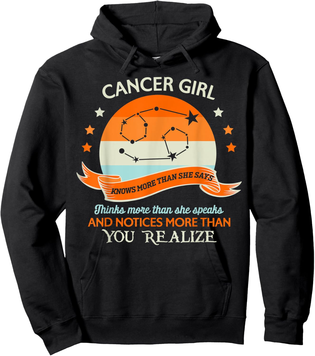 Vintage Cancer Girl knows more than she says funny Hoodie - Hoodie | Black