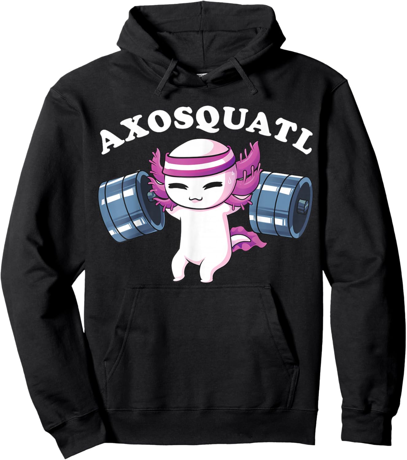 Squat Axolotl Shirt Axosquatl Powerlifting Cute Gym Workout Hoodie - Hoodie | Black