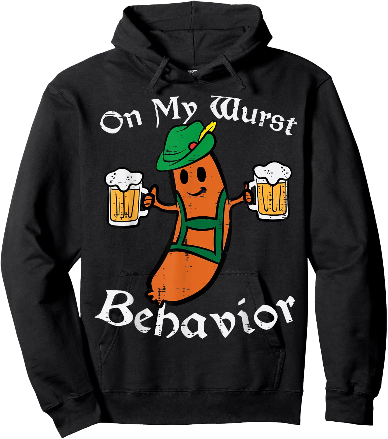 Oktoberfest On My Wurst Behavior Funny German Men Women Hoodie - Hoodie | Black