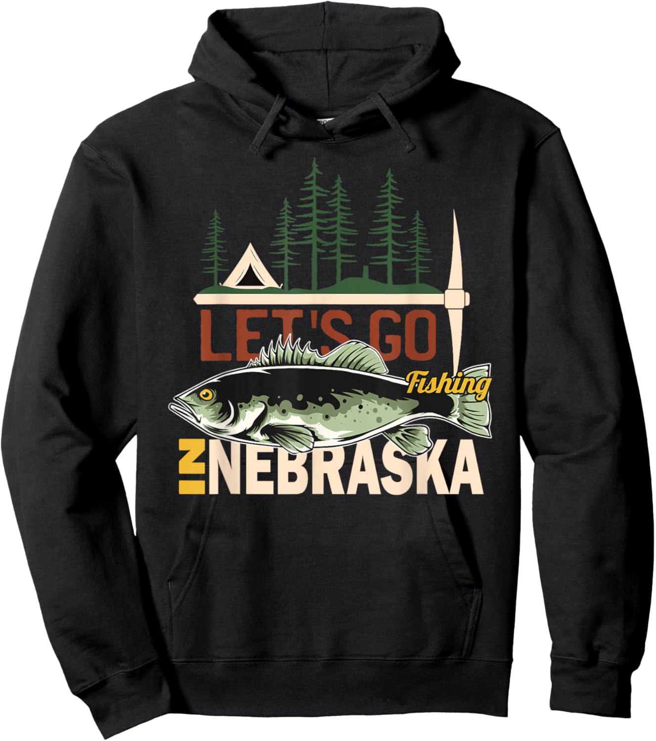 Camping Fishing in Nebraska - Nature Nebraska Fishing Hoodie - Hoodie | Black