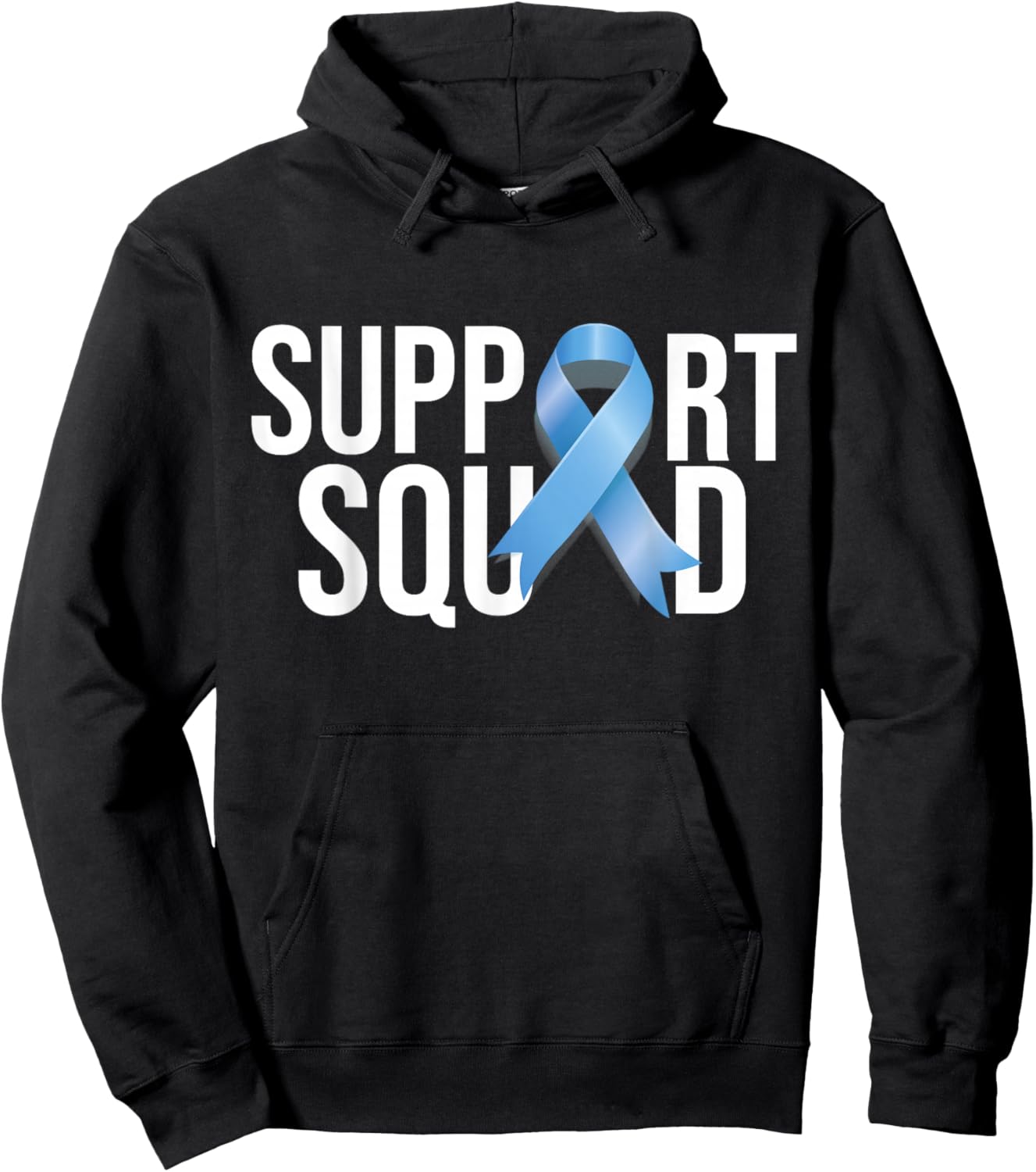 Support Squat Prostate Cancer Awareness Blue Ribbon Survivor Hoodie - Hoodie | Black