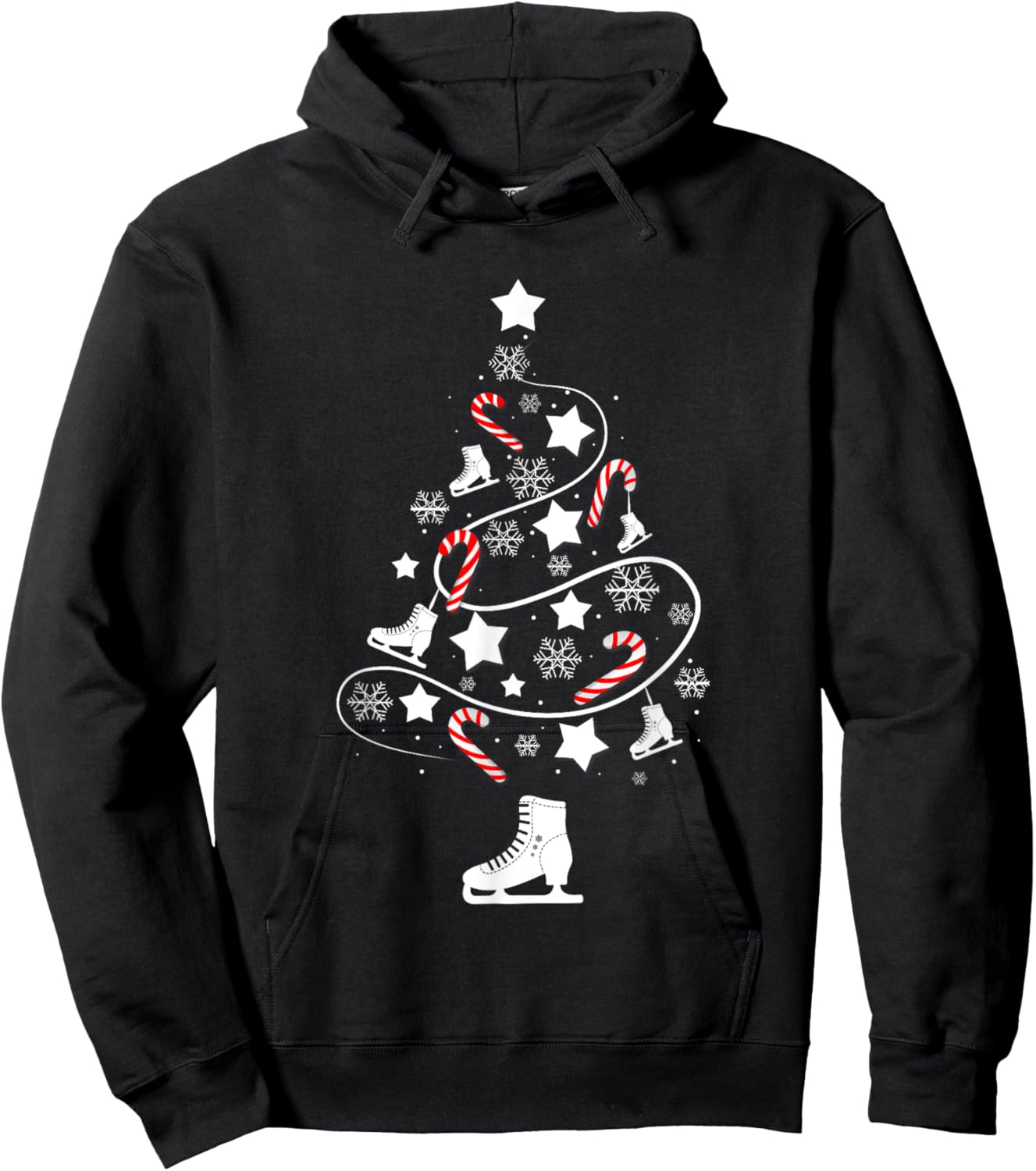 Ice Skating Christmas Tree Xmas Skaters Funny Winter Sports Hoodie - Hoodie | Black