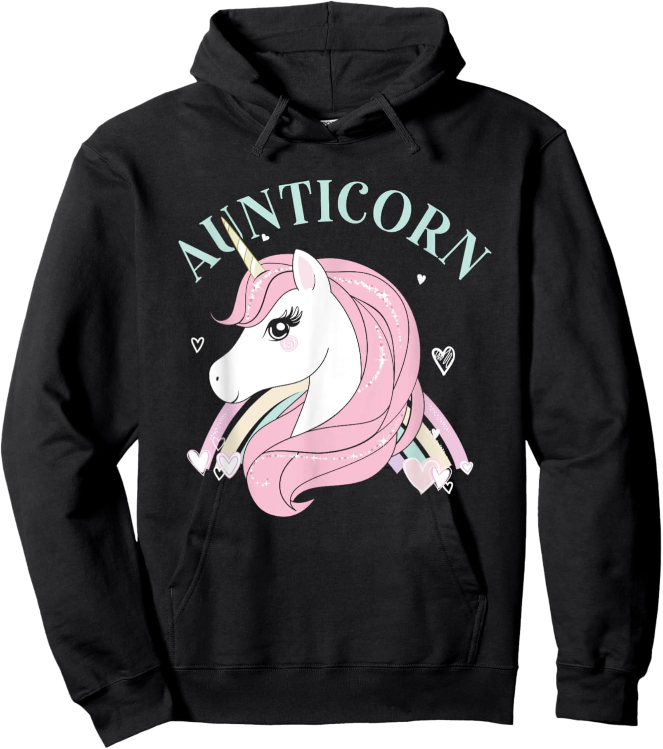 Aunticorn Aunt Unicorn Auntie Niece Nephew Sister Uncle Mom Hoodie - Hoodie | Black