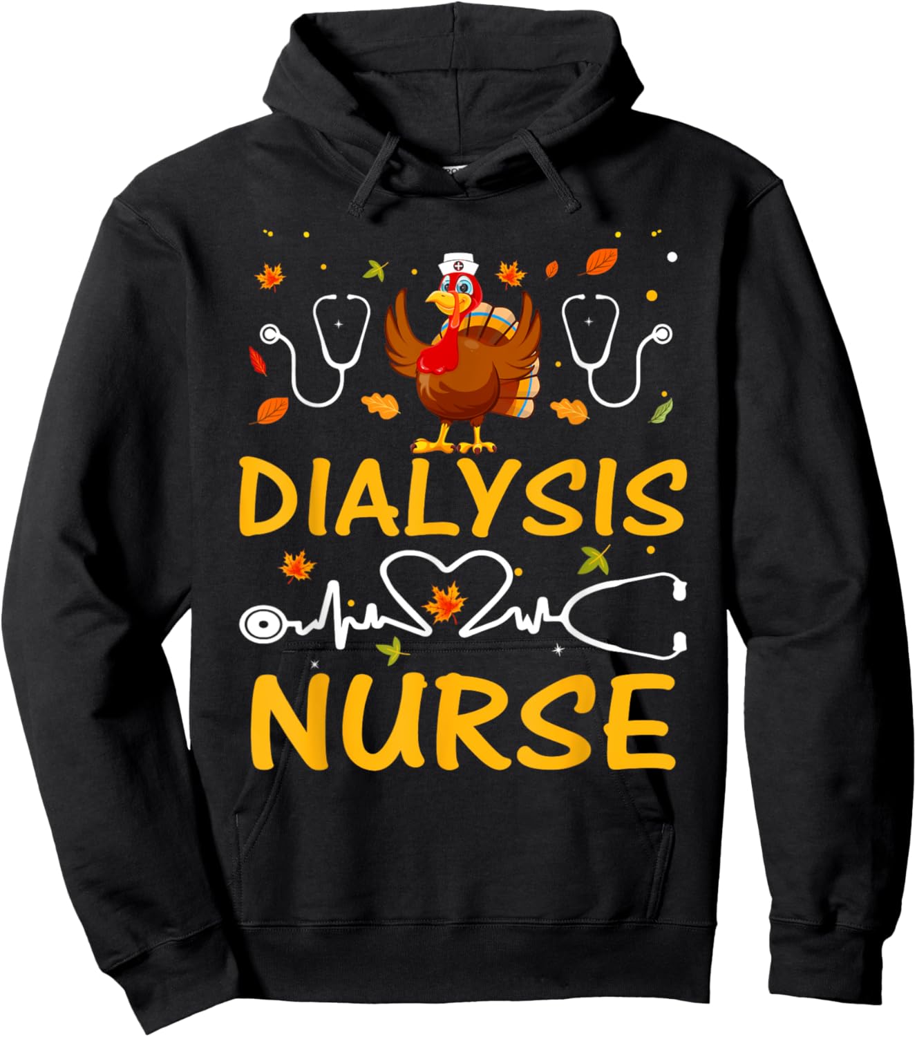 Dialysis Nurse Thanksgiving With Turkey Hoodie - Hoodie | Black