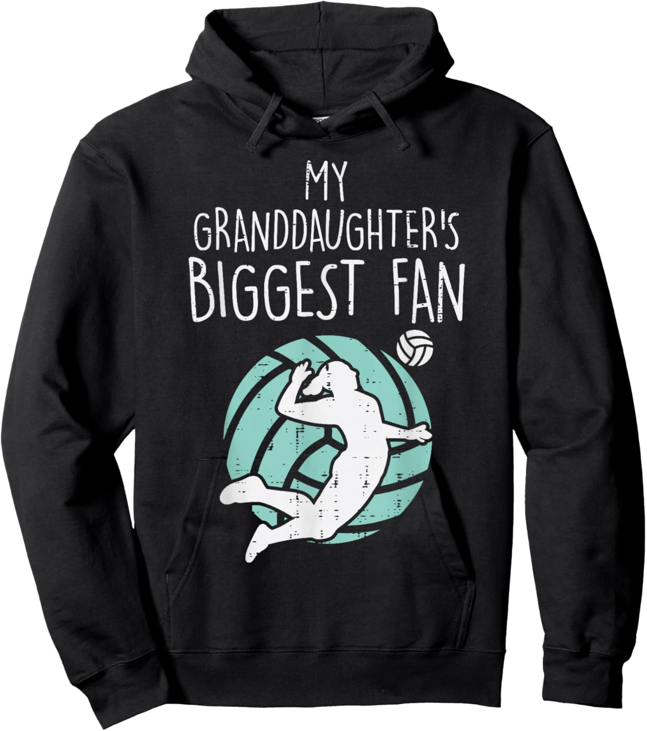 Granddaughters Biggest Fan Volleyball Family Grandma Grandpa Hoodie - Hoodie | Black