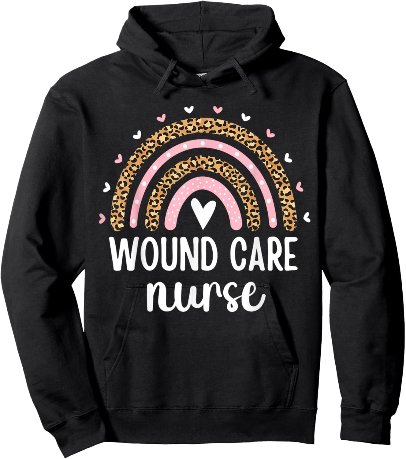 Wound Care Nurse Nursing Leopard Rainbow Wound Ostomy Nurse Hoodie - Hoodie | Black