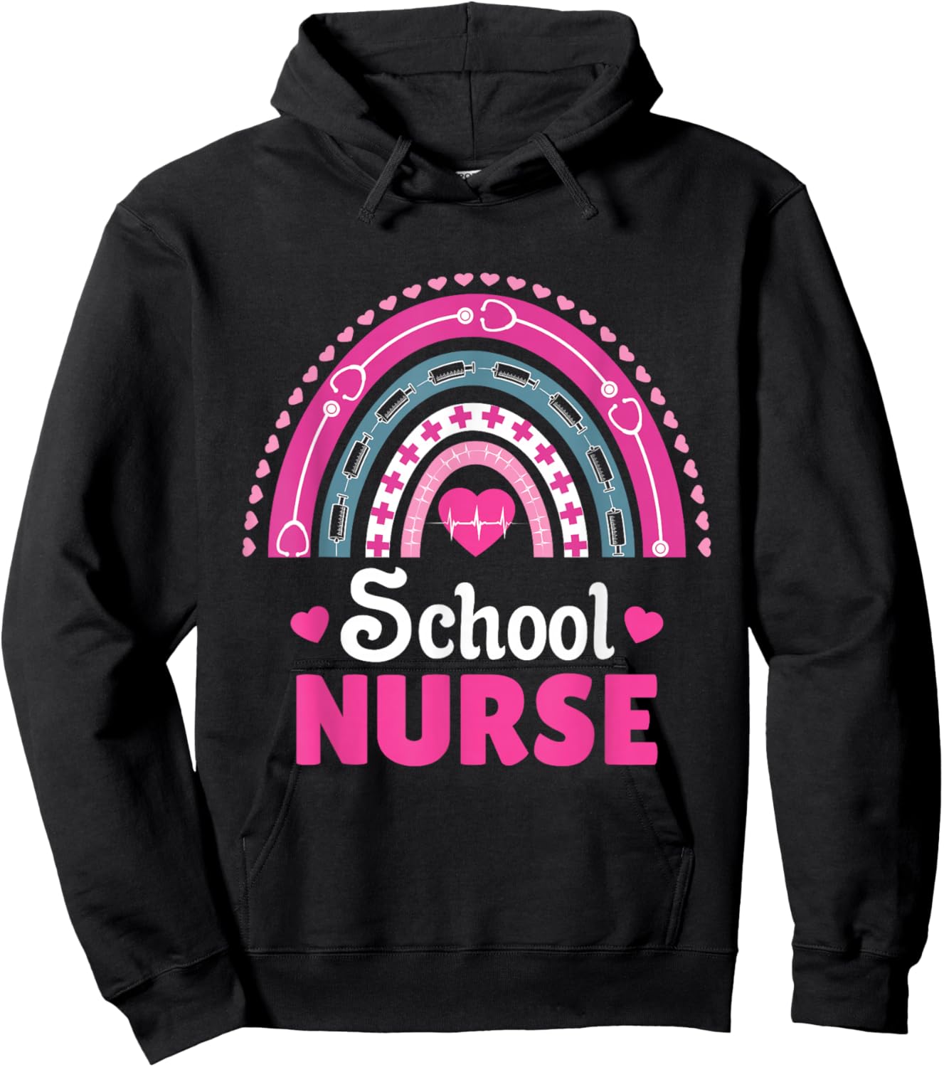 School Nurse Boho Rainbow Hoodie - Hoodie | Black