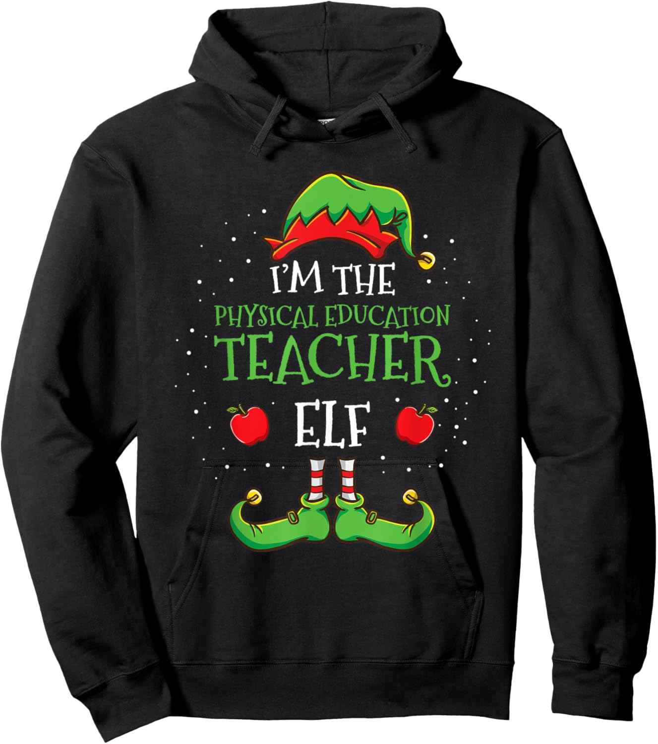 Im The Physical Education Teacher Elf Christmas Hoodie - Hoodie | Black