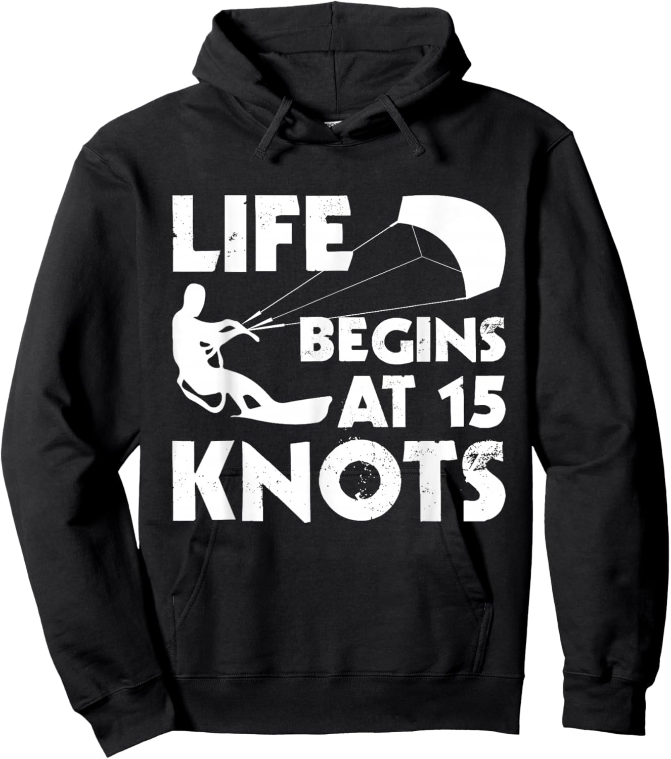 Life Begins At 15 Knots - Kitesurfing Kiteboarding Surfing Hoodie - Hoodie | Black