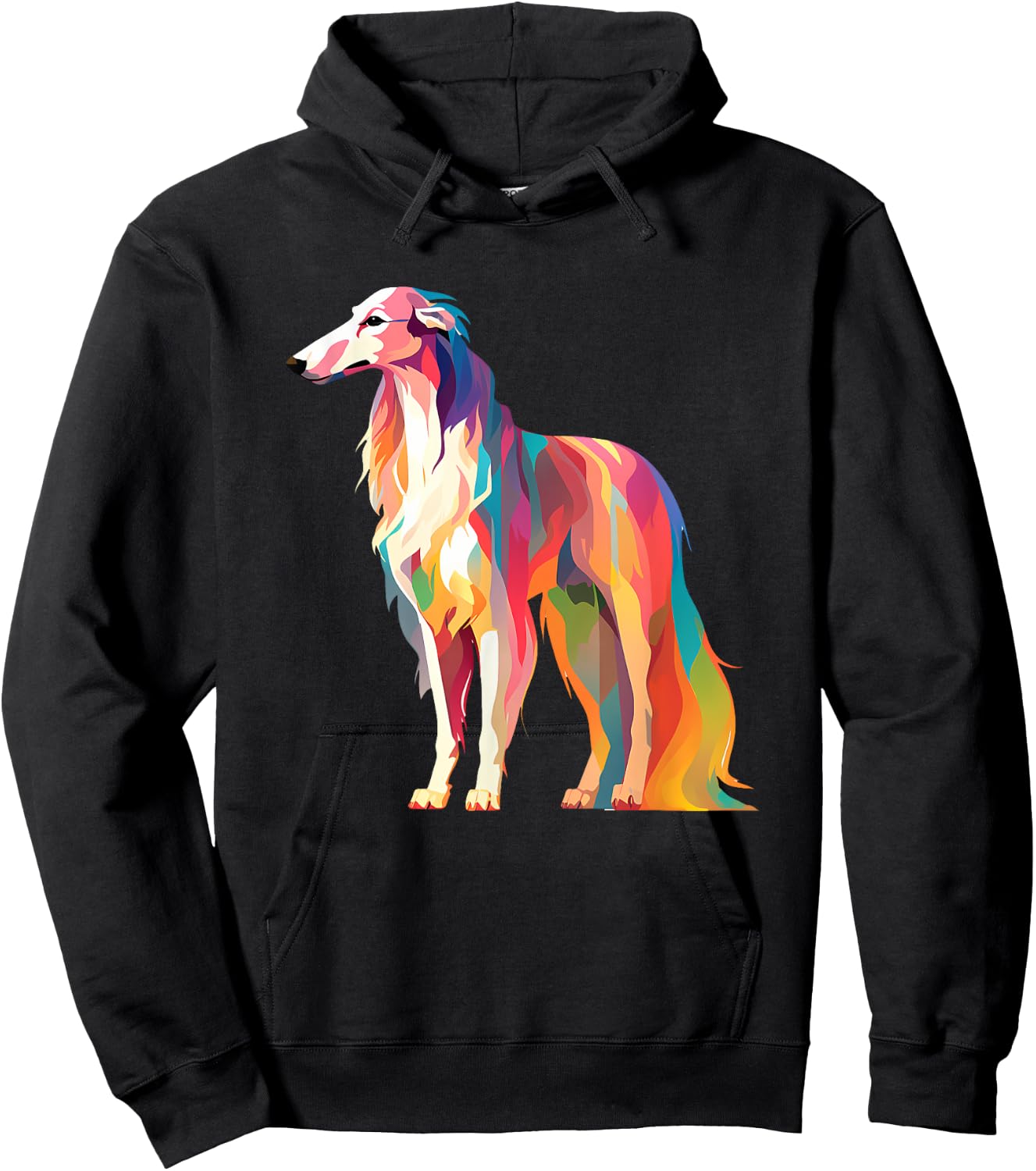 Colorful Pop Art Borzoi Hoodie - Hoodie | Black